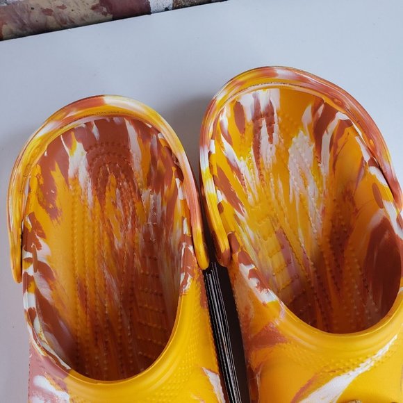 Crocs Classic Clog Honey Nut Cheerios Mens Size 11 Marbled Orange Yellow 207924 - Picture 8 of 11